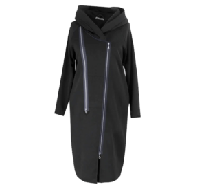 Bammode grote maten jas dames met twee ritsen in zwart - maten 44 t/m 62