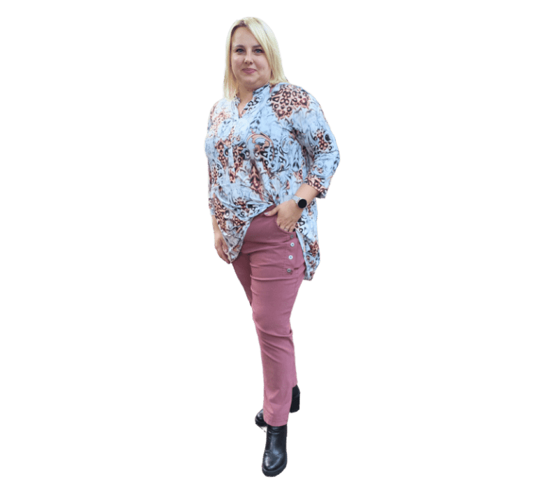 Bammode grote maten blouses met print en strik / sjaaltje - maat 44 t/m 64