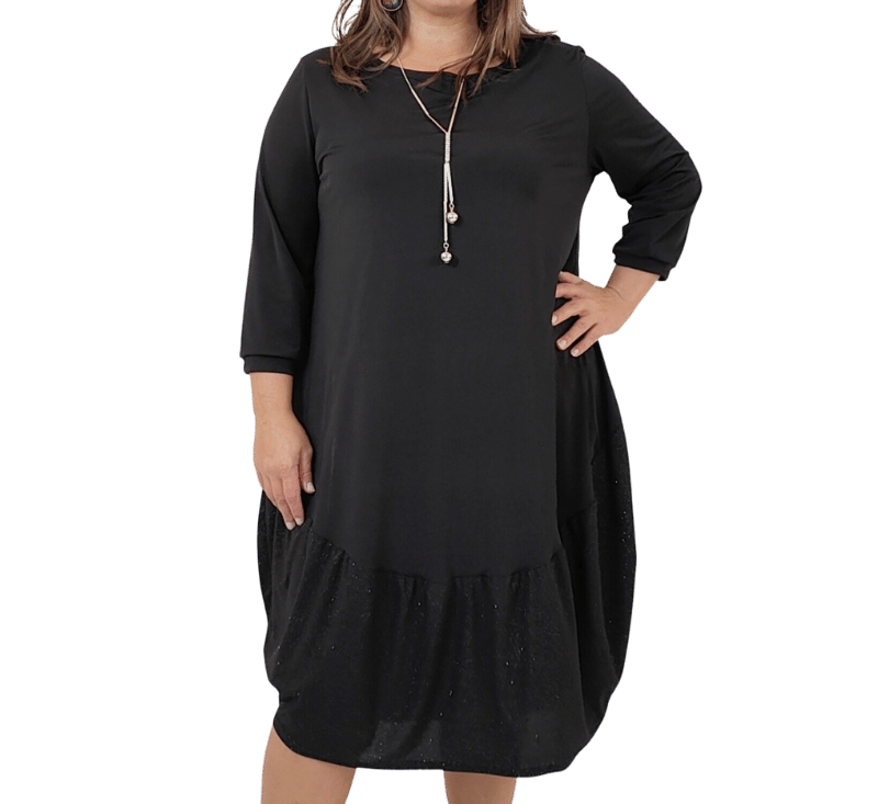 Bammode grote maten jurk in zwart - maten 44 t/m 62