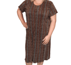 Bammode lange grote maten jurk met print en korte mouwen - maten 44 t/m 62