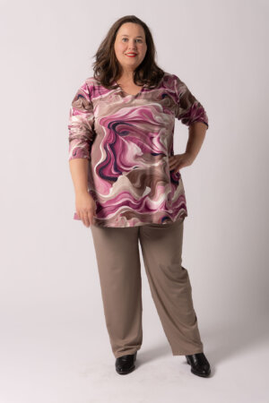 Top Vera | Roze Swirl | Kimo | A-lijn | Lange mouw | 80cm