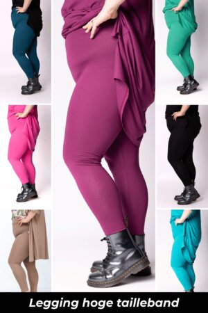 Legging lang | Viscose | Hoog zittend met brede tailleband
