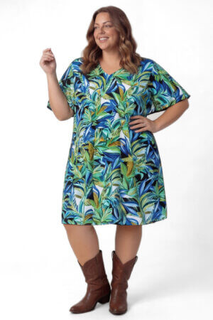 Jurk Karin 110cm | Vlindermouw | Fresh Harmony | Travelstof Venezia