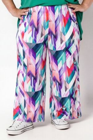 Wijde Broek Judith met Zakken | Viscose | Graphic Muse | 74cm binnenbeenlengte