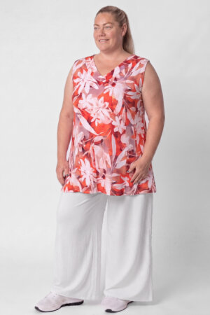 PRE-ORDER | Top Ingrid | Coral Bloom | Wijde A-lijn | 86-88 cm | Viscose