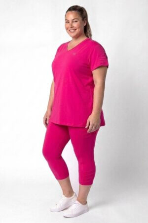Pak Sofia Fuchsia | 2-Delig | One Size | Katoen | Shirt ca 85 cm | Capri Legging